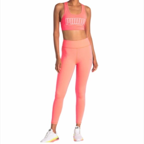 Puma Womens Neon Pink Color Block Moisture Wicking Leggings Activewear Sz XL New - Picture 3 of 9